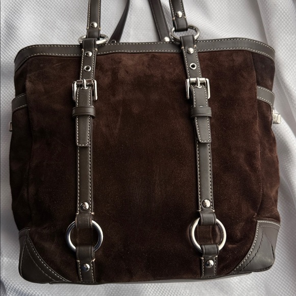 Coach - No. F12834 - Brown Leather & Suede Tote Bag - Picture 2 of 15